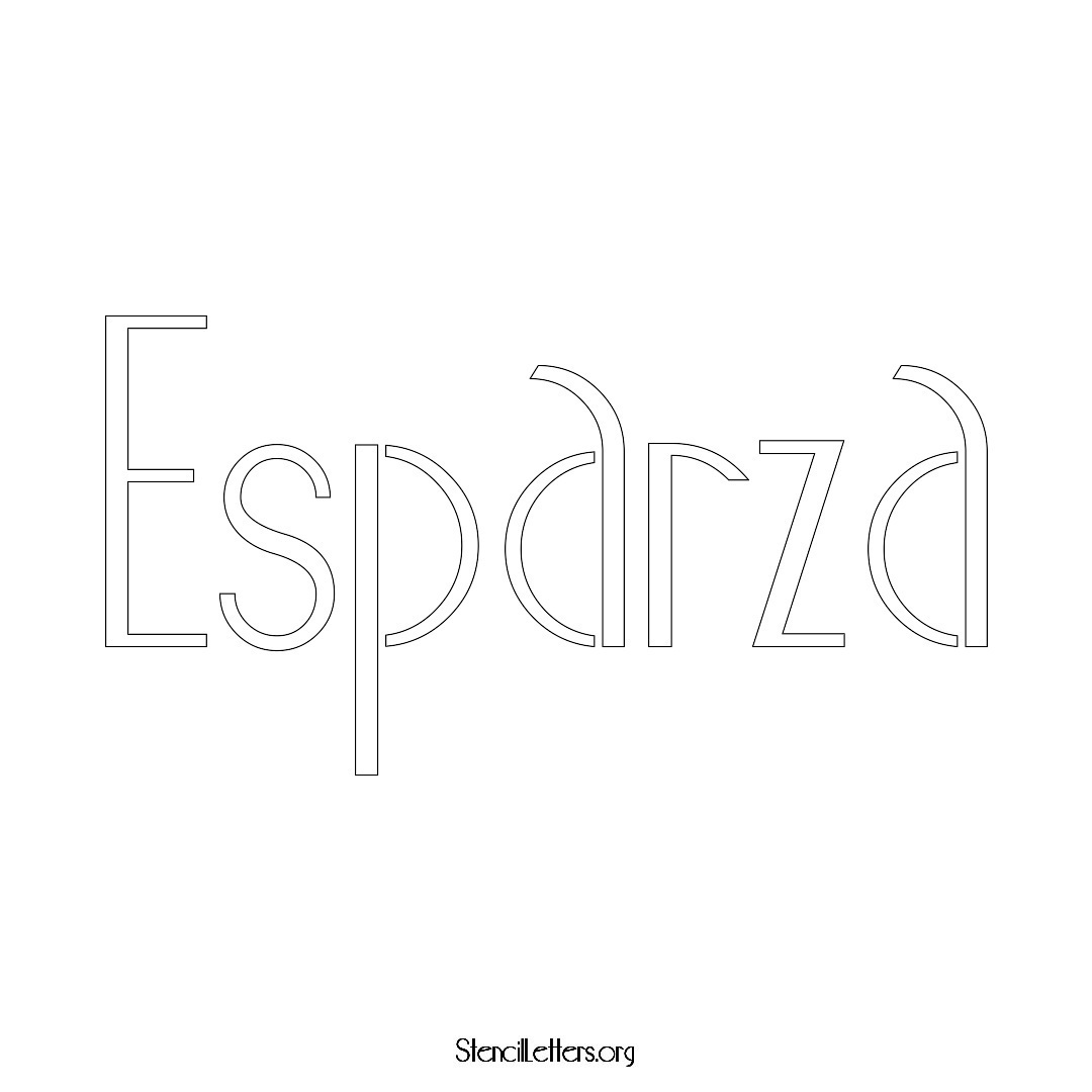 Esparza name stencil in Art Deco Lettering