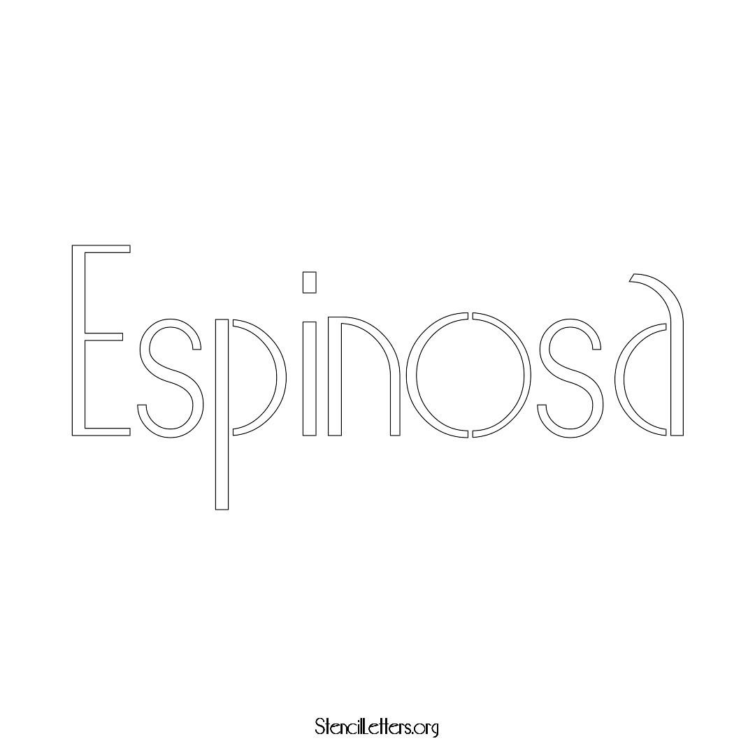 Espinosa name stencil in Art Deco Lettering