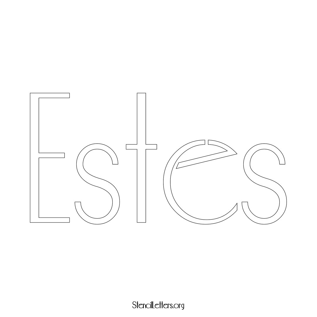 Estes name stencil in Art Deco Lettering