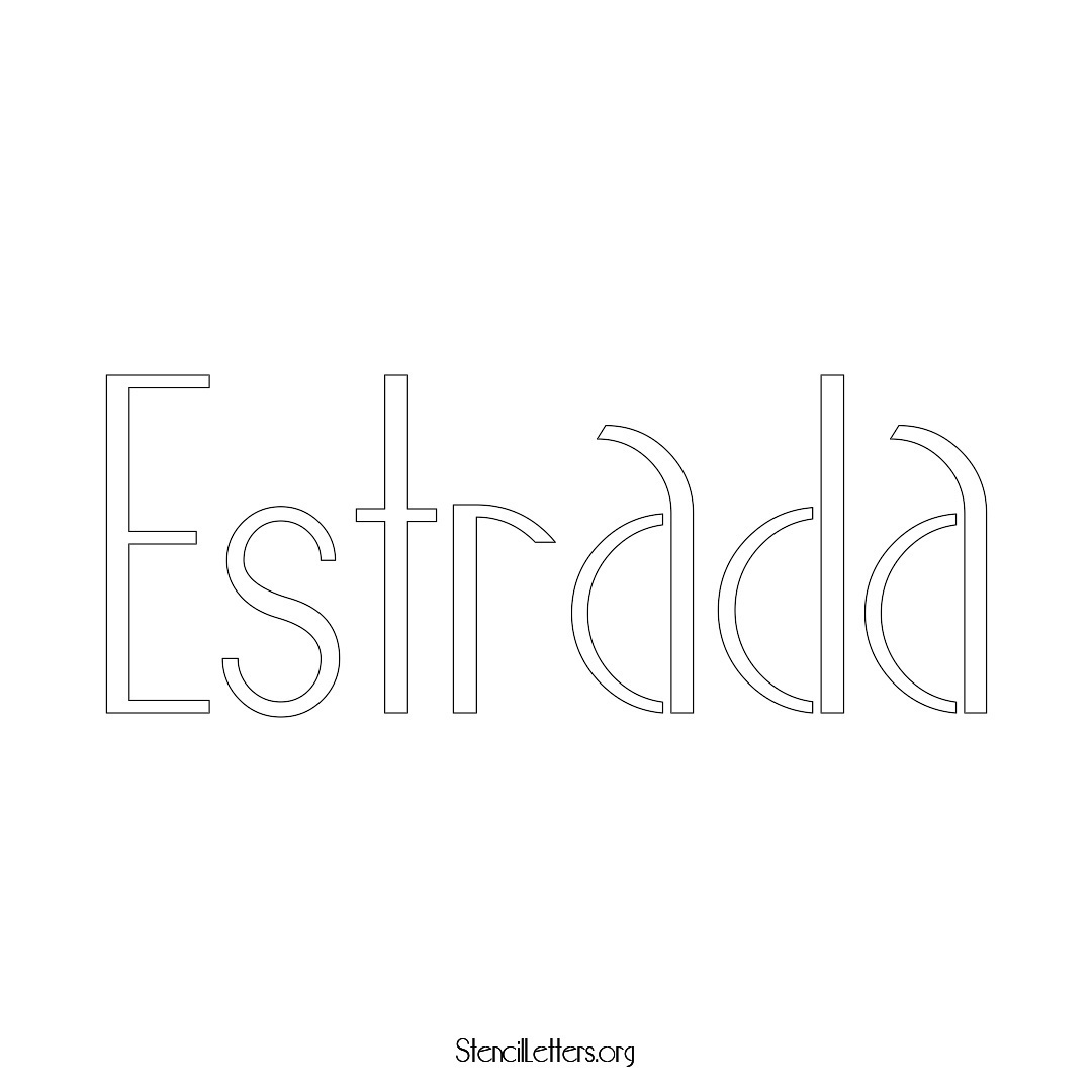 Estrada name stencil in Art Deco Lettering