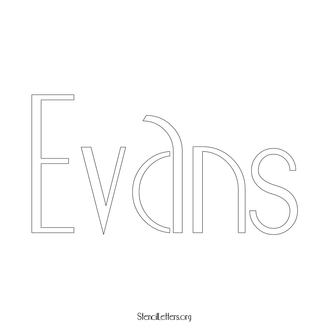 Evans name stencil in Art Deco Lettering