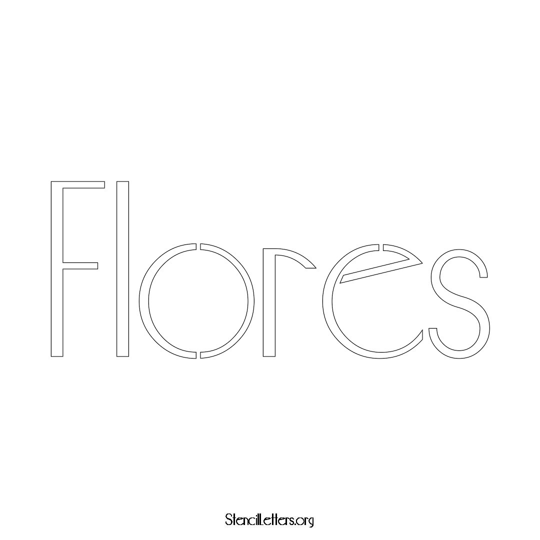 Flores name stencil in Art Deco Lettering