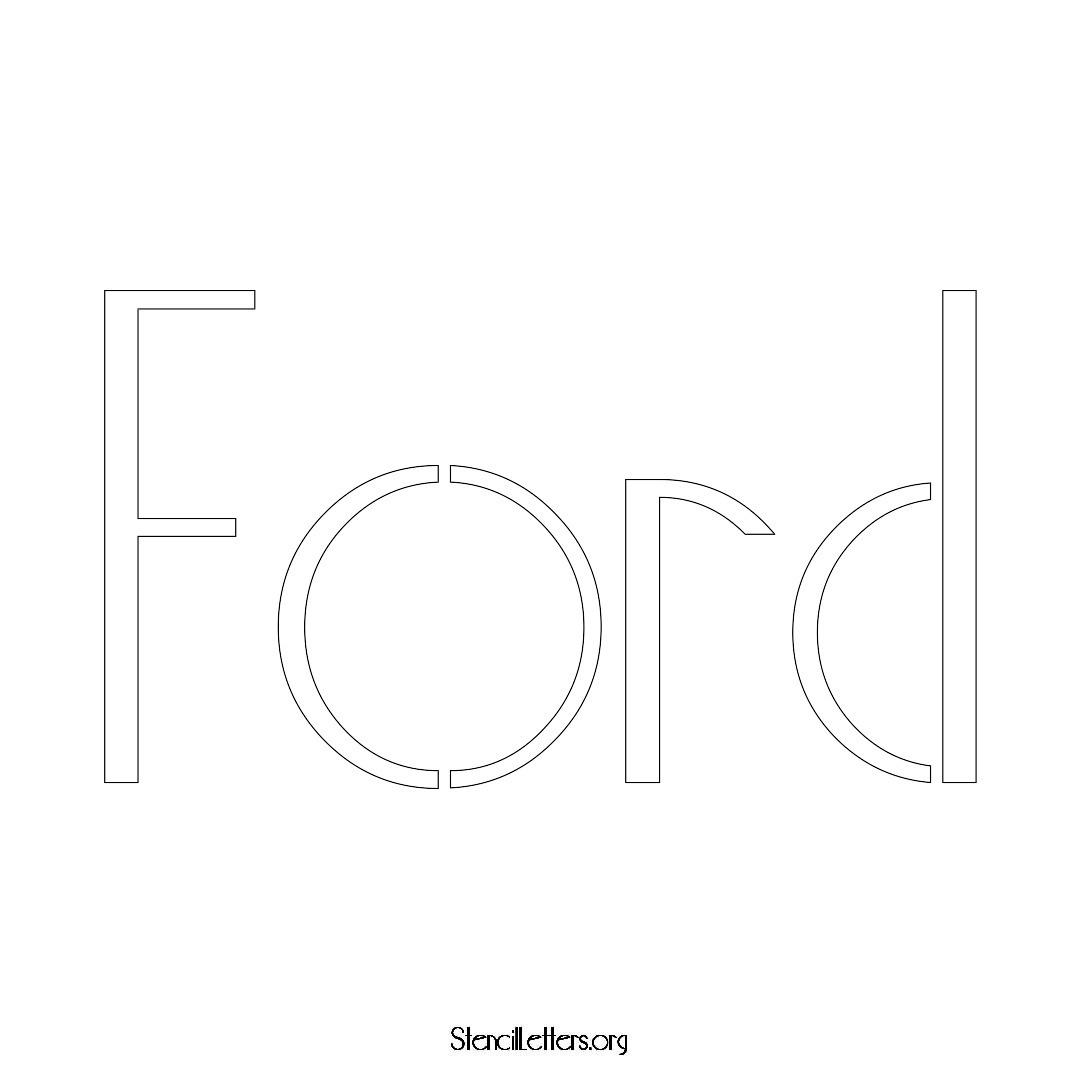 Ford name stencil in Art Deco Lettering