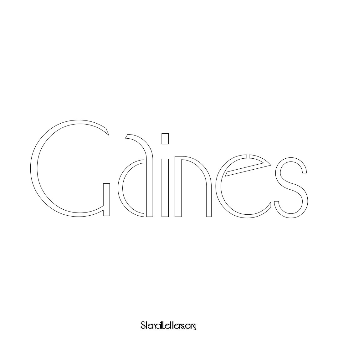 Gaines name stencil in Art Deco Lettering