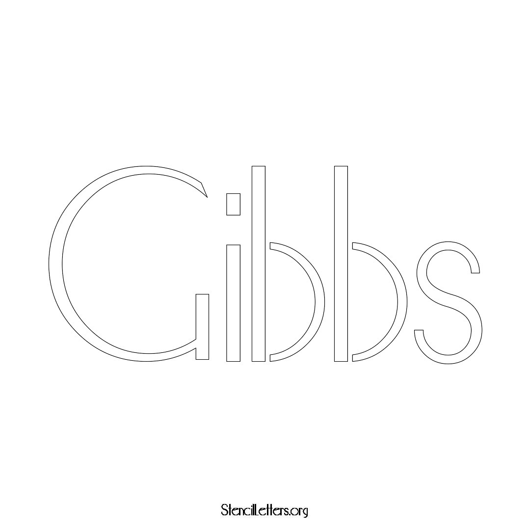 Gibbs name stencil in Art Deco Lettering