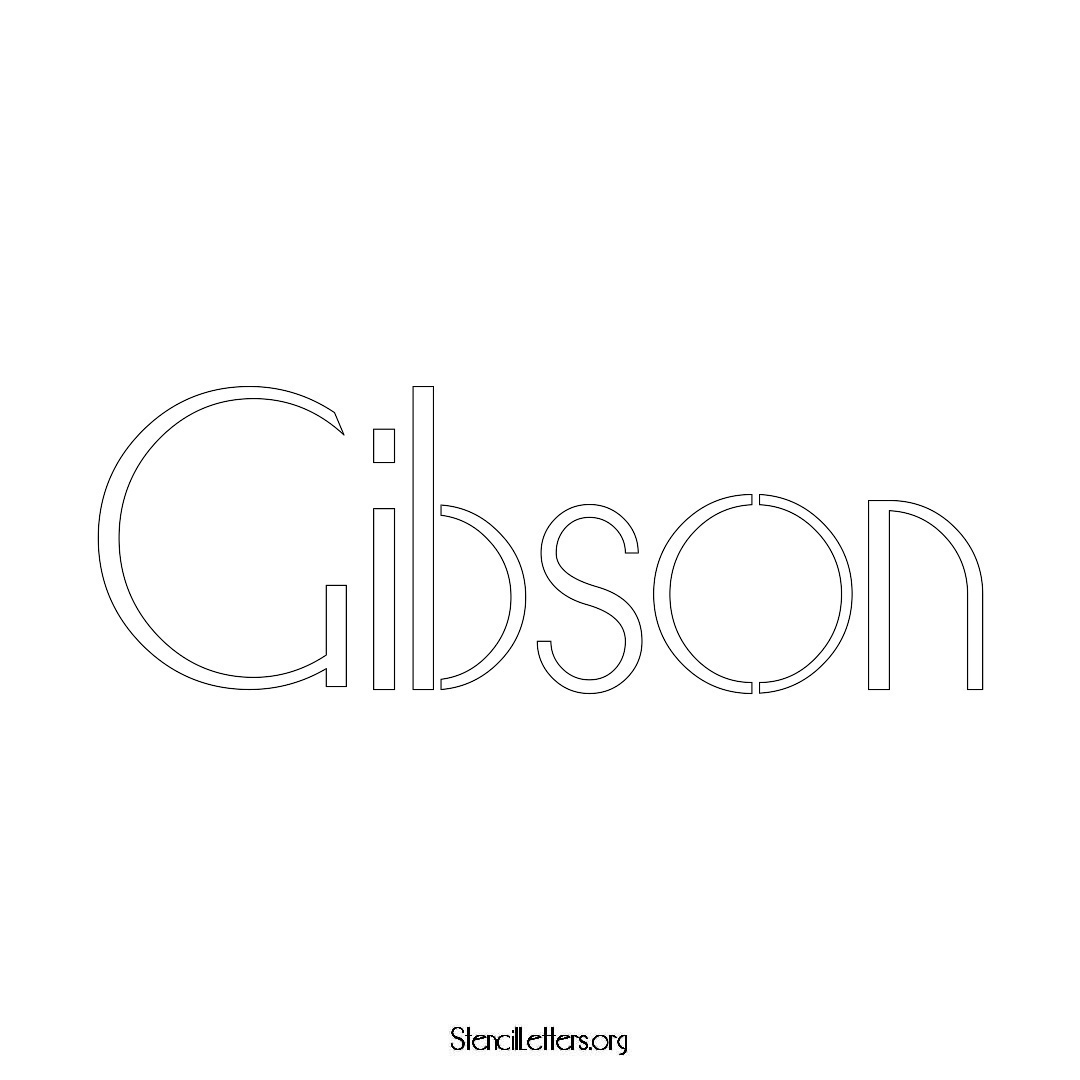 Gibson name stencil in Art Deco Lettering