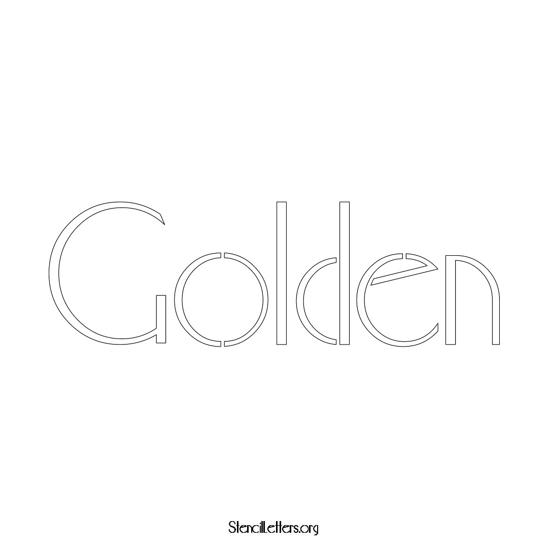 Golden name stencil in Art Deco Lettering