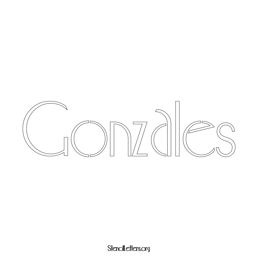 Gonzales name stencil in Art Deco Lettering