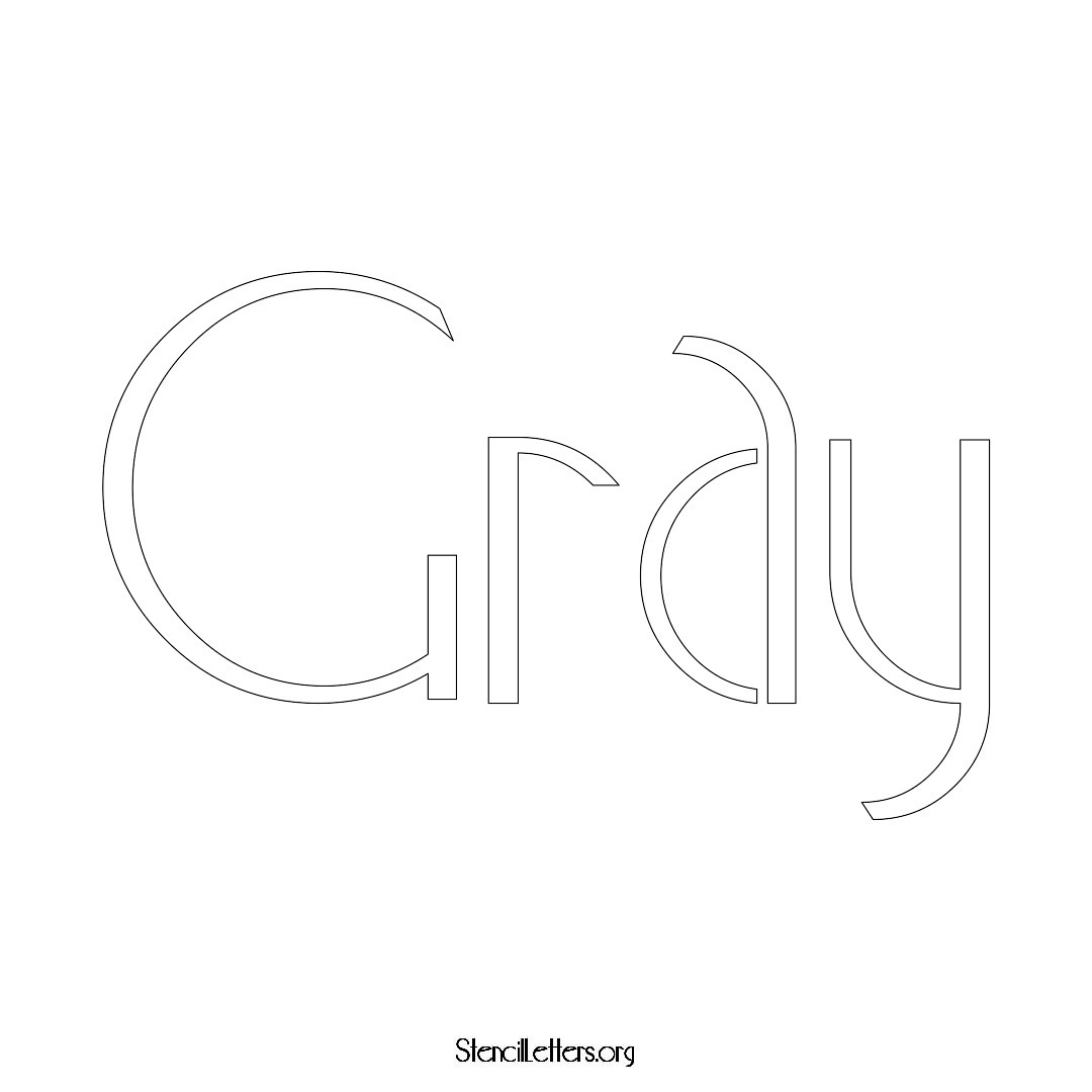 Gray name stencil in Art Deco Lettering