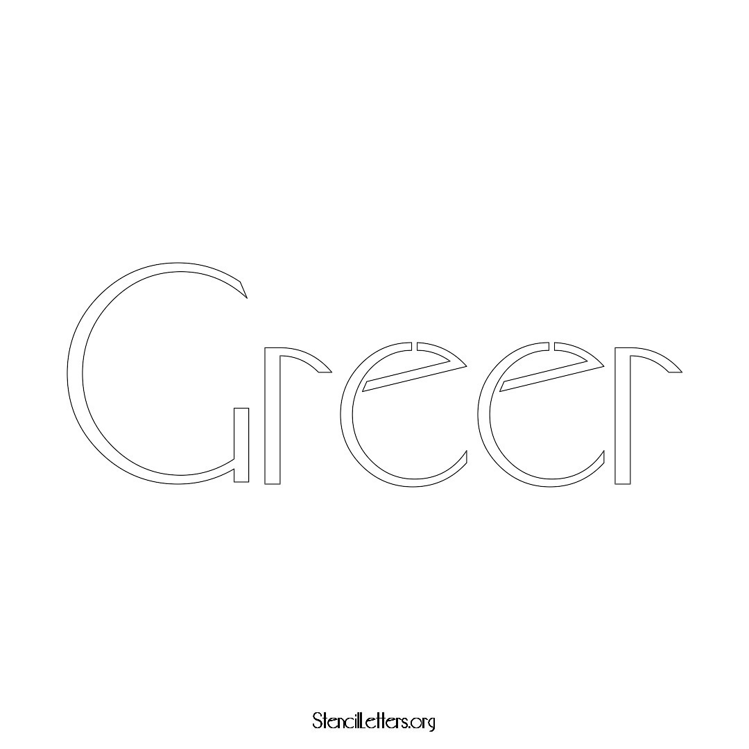 Greer name stencil in Art Deco Lettering