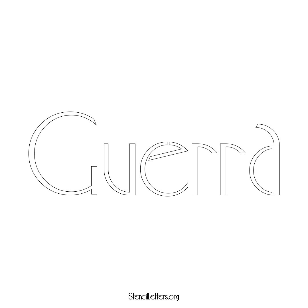 Guerra name stencil in Art Deco Lettering