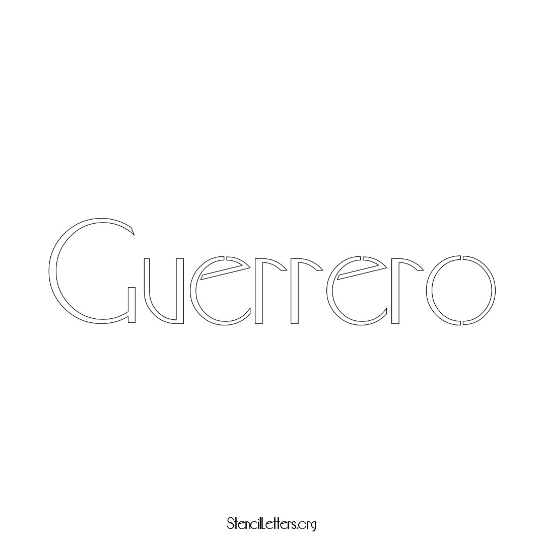 Guerrero name stencil in Art Deco Lettering