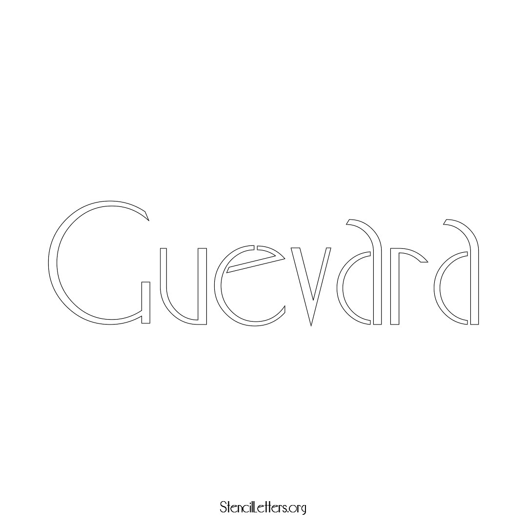 Guevara name stencil in Art Deco Lettering