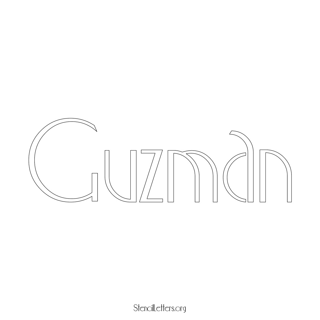 Guzman name stencil in Art Deco Lettering