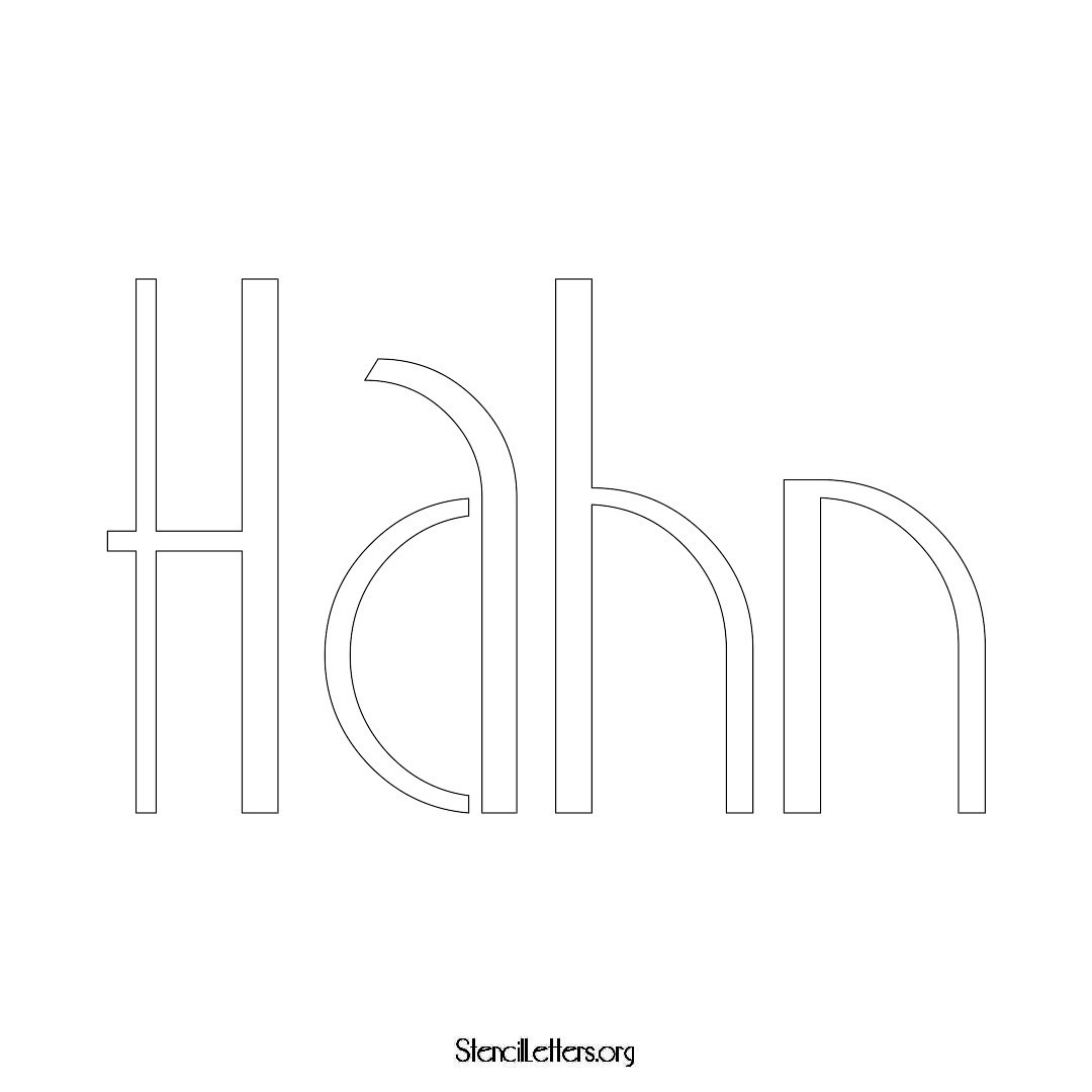 Hahn name stencil in Art Deco Lettering