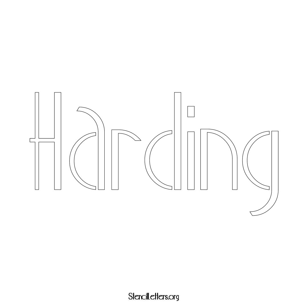 Harding name stencil in Art Deco Lettering