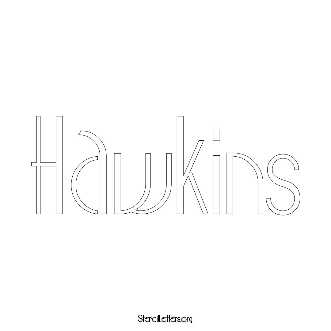 Hawkins name stencil in Art Deco Lettering