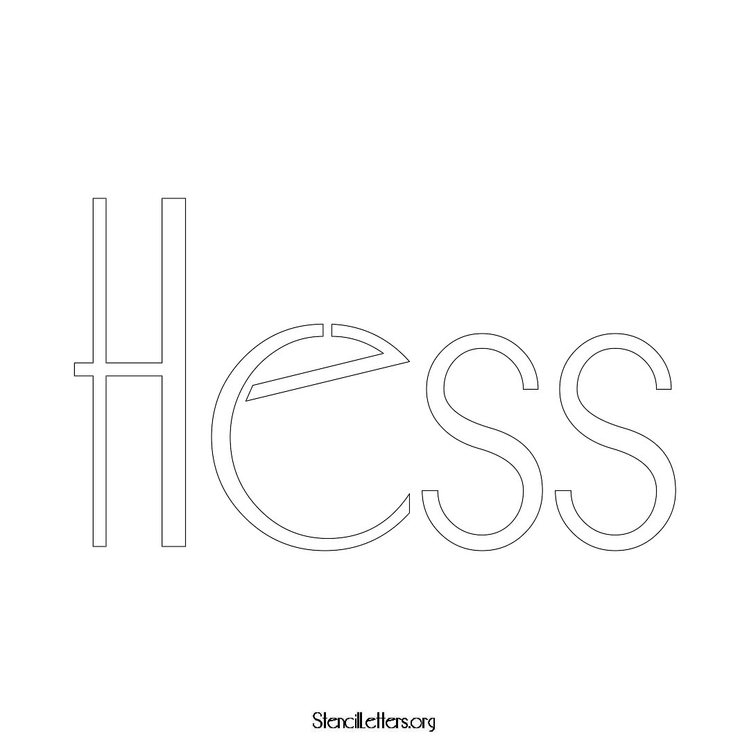 Hess name stencil in Art Deco Lettering