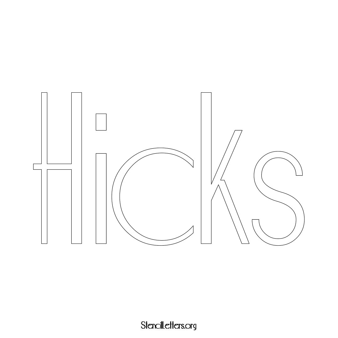 Hicks name stencil in Art Deco Lettering