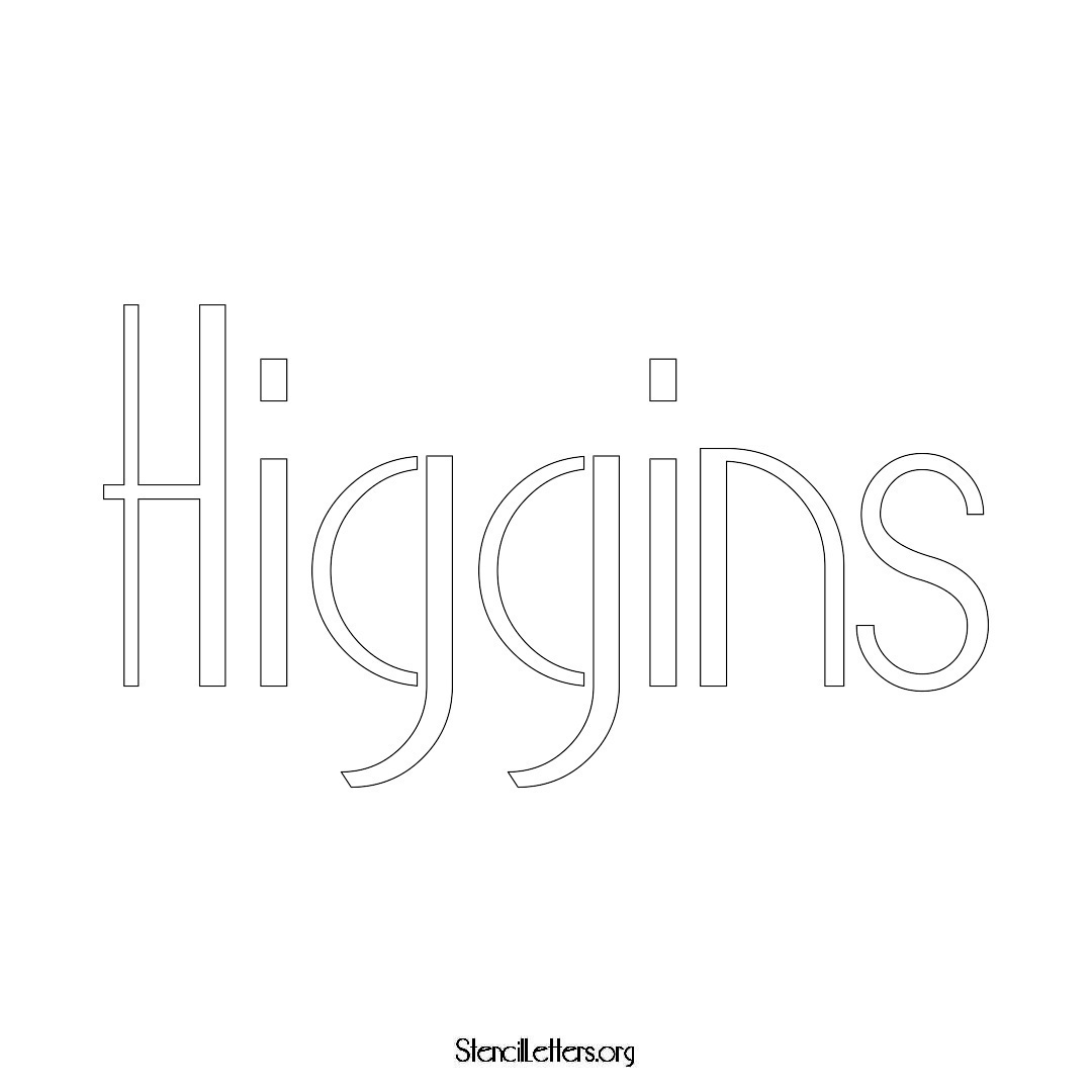 Higgins name stencil in Art Deco Lettering