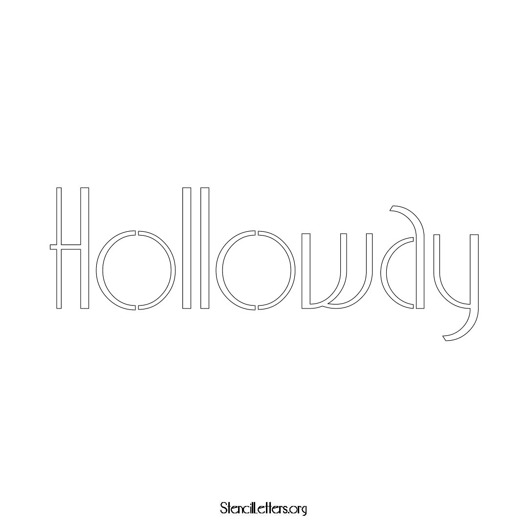 Holloway name stencil in Art Deco Lettering