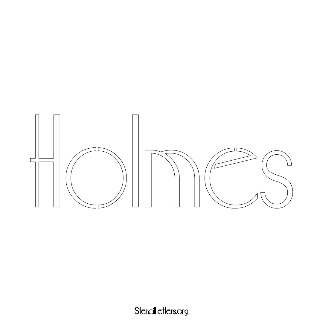 Holmes name stencil in Art Deco Lettering