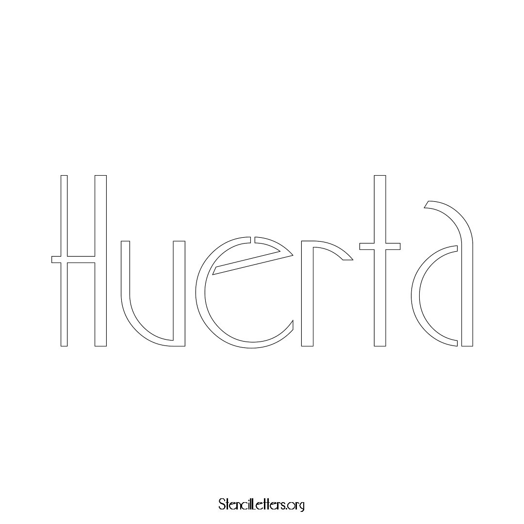 Huerta name stencil in Art Deco Lettering