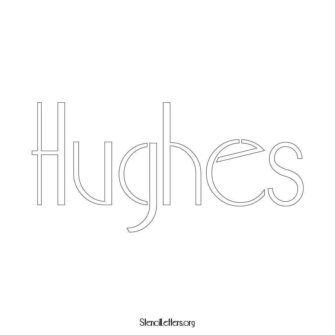 Hughes name stencil in Art Deco Lettering