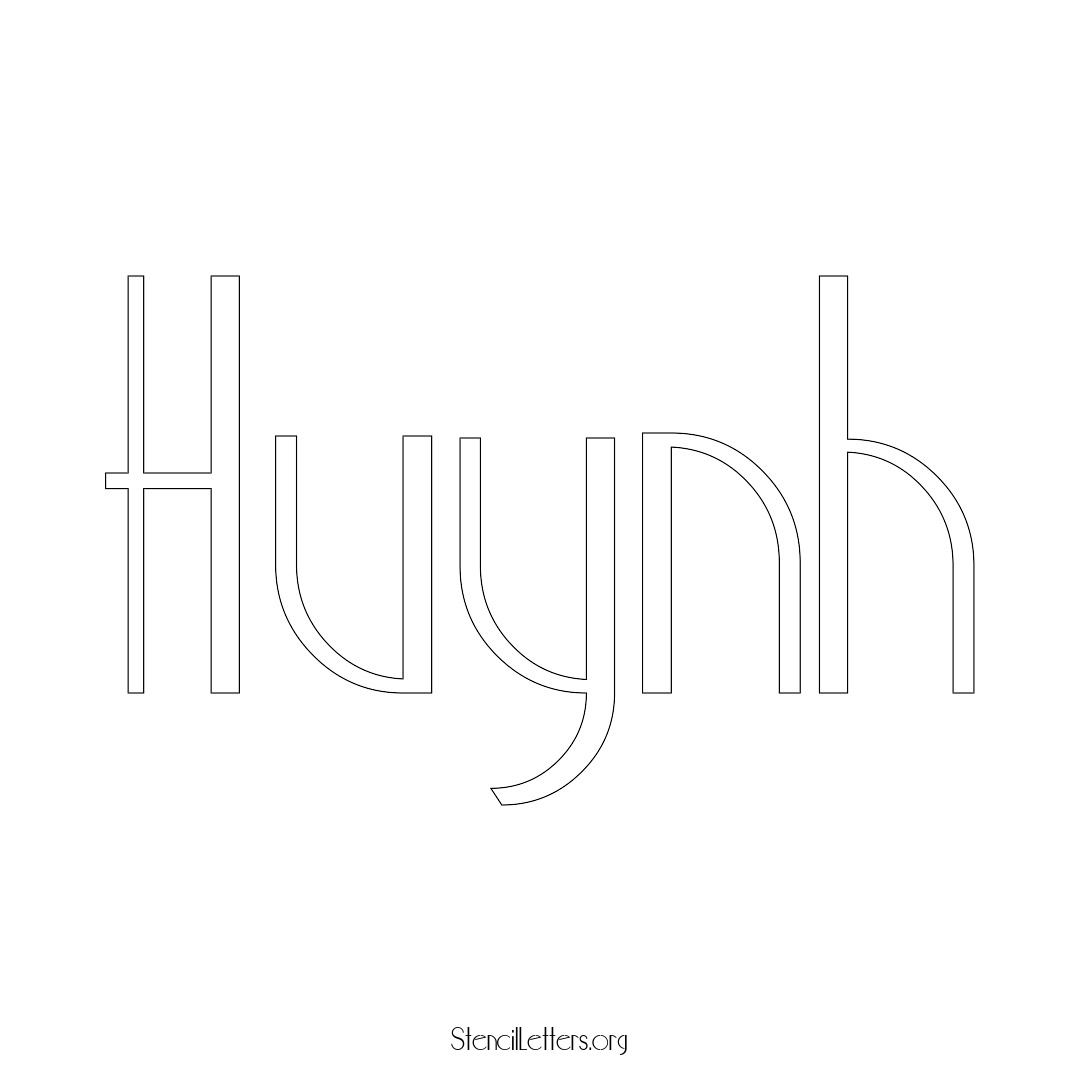 Huynh name stencil in Art Deco Lettering