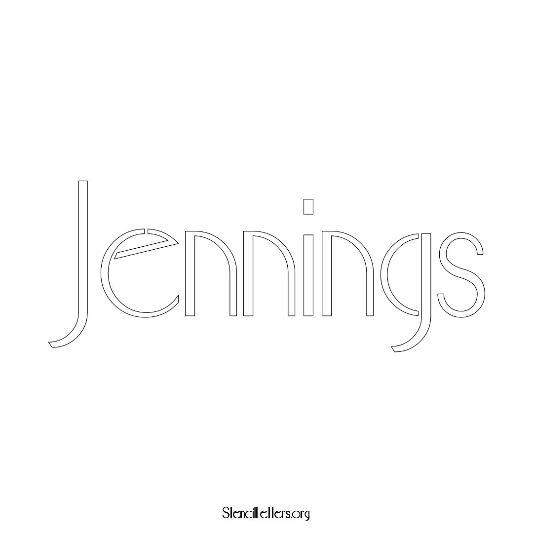 Jennings name stencil in Art Deco Lettering