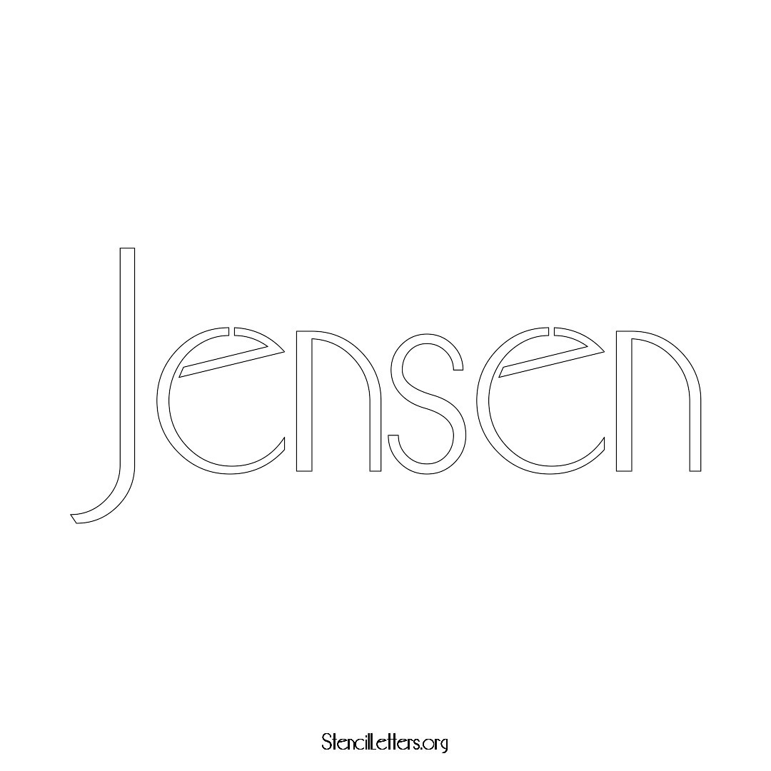 Jensen name stencil in Art Deco Lettering