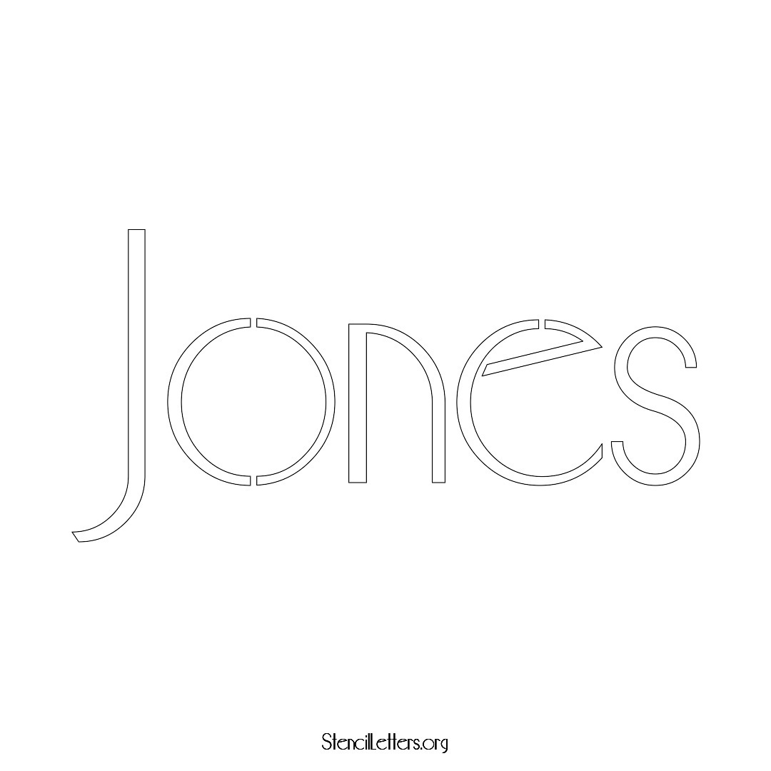 Jones name stencil in Art Deco Lettering