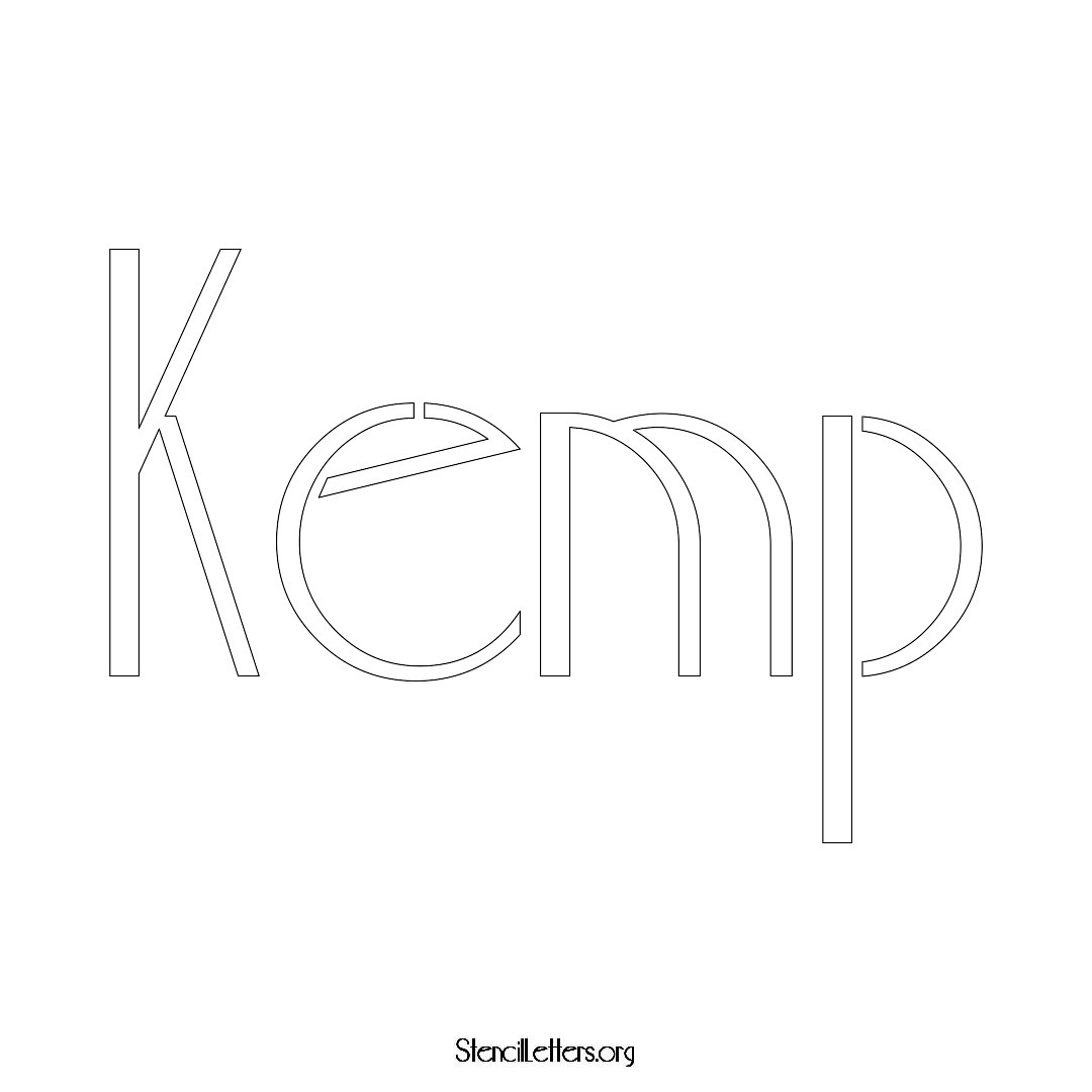 Kemp name stencil in Art Deco Lettering