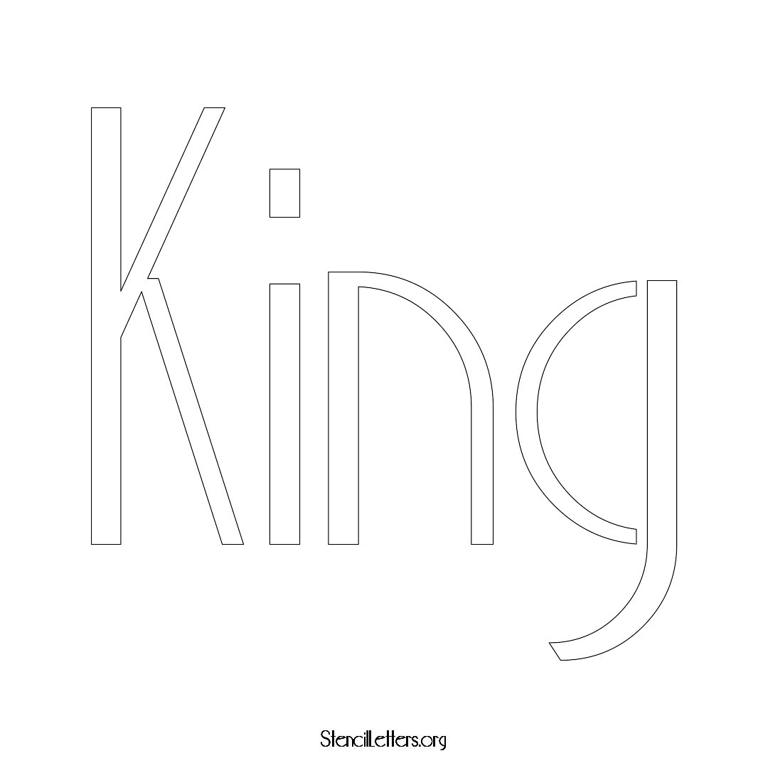 King name stencil in Art Deco Lettering