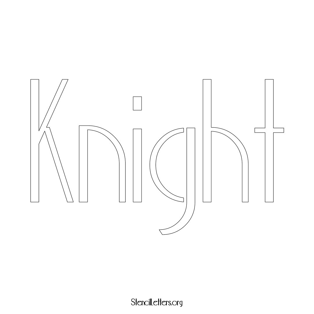 Knight name stencil in Art Deco Lettering