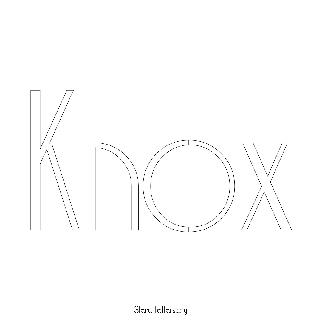 Knox name stencil in Art Deco Lettering