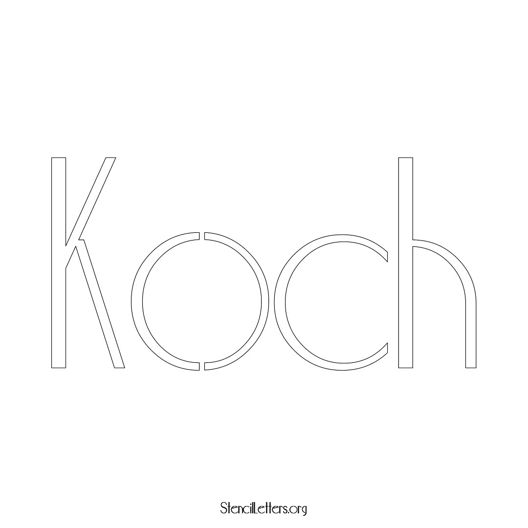 Koch name stencil in Art Deco Lettering