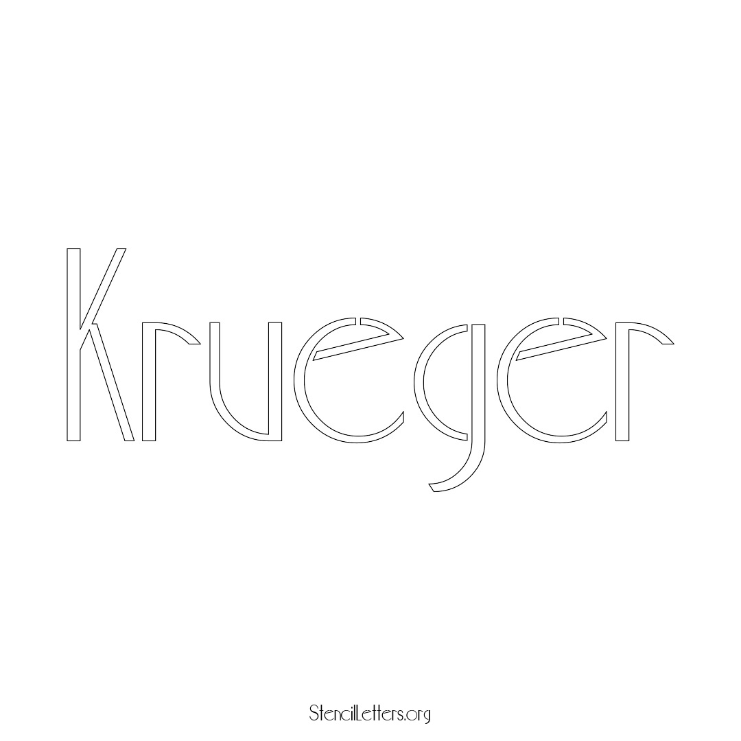 Krueger name stencil in Art Deco Lettering