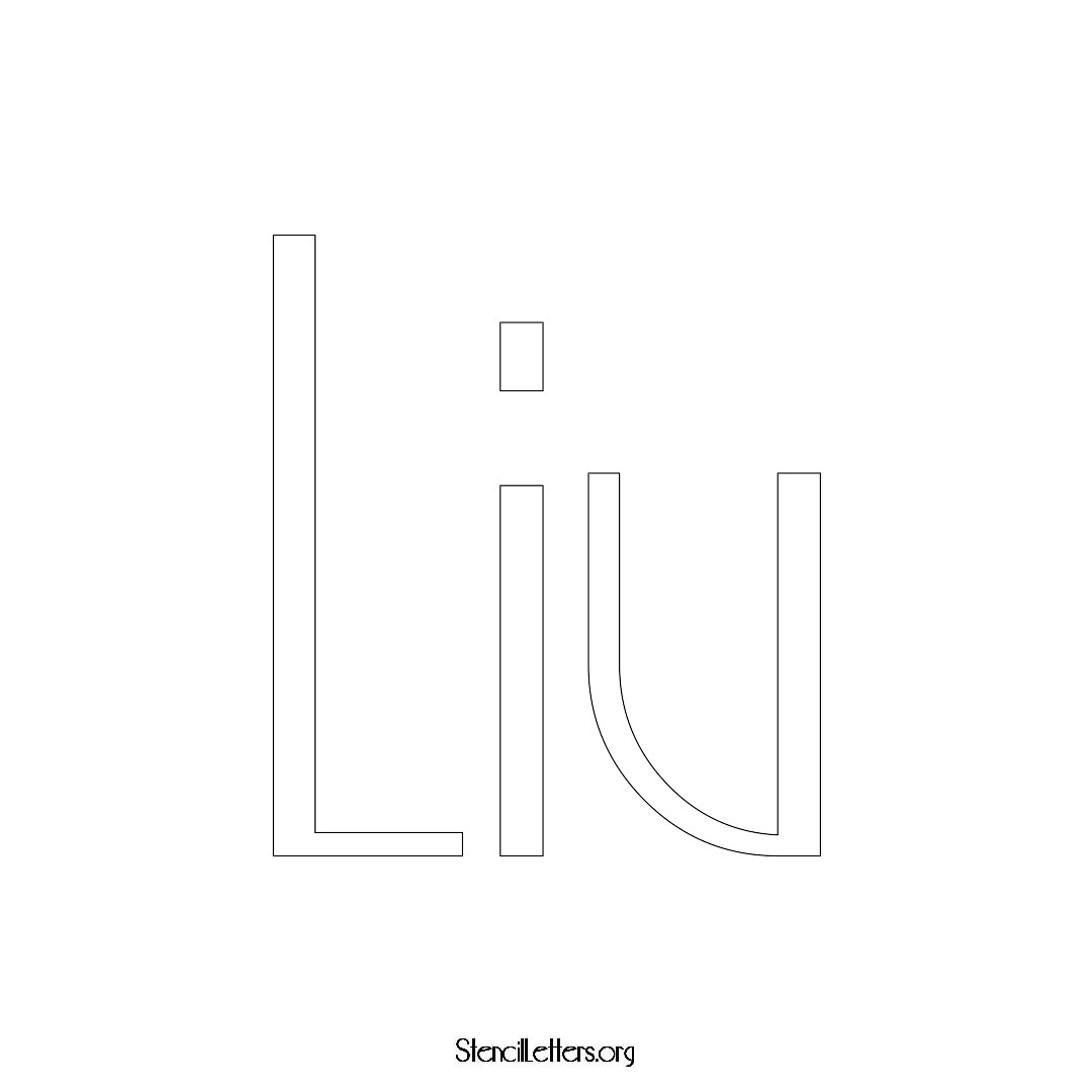 Liu name stencil in Art Deco Lettering
