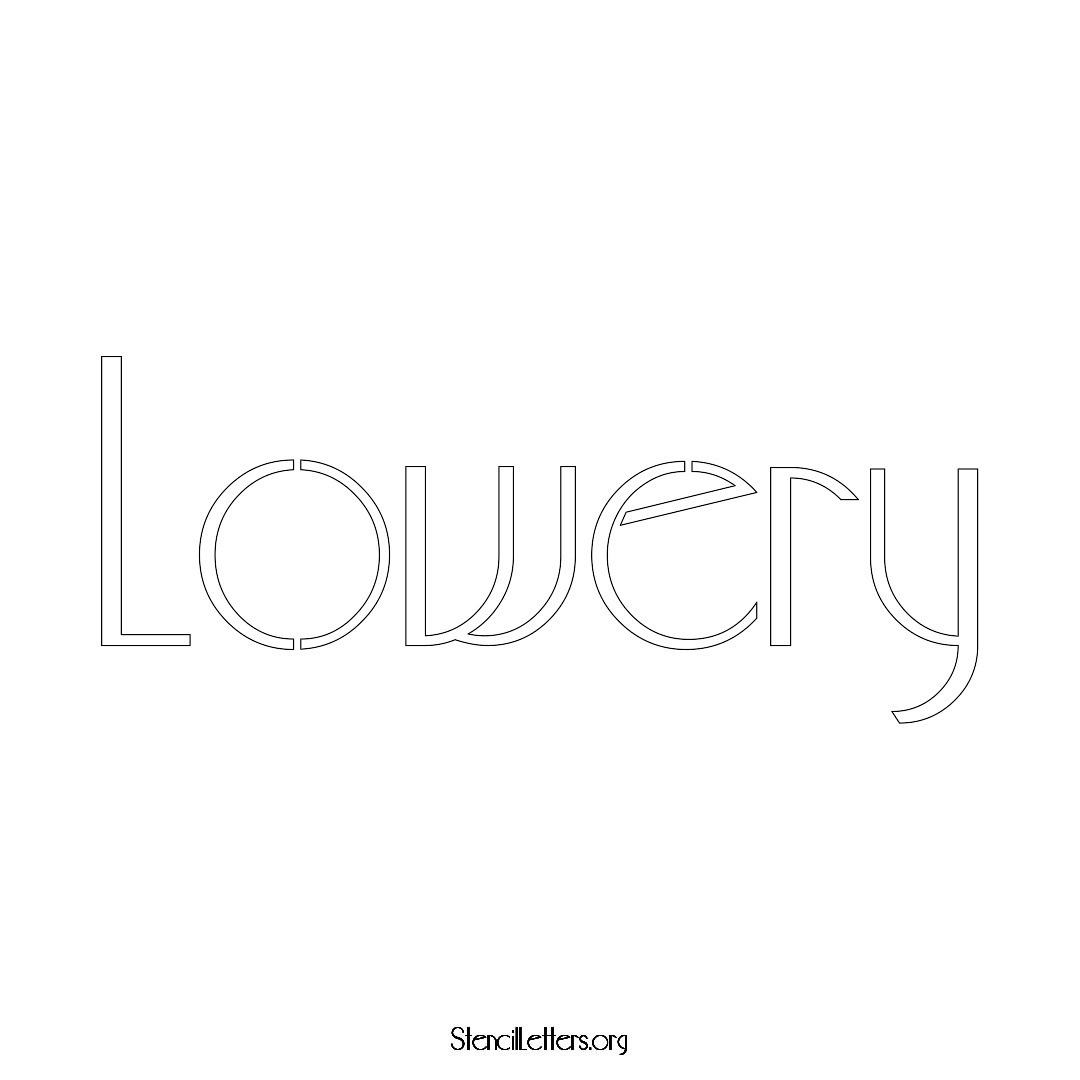 Lowery name stencil in Art Deco Lettering