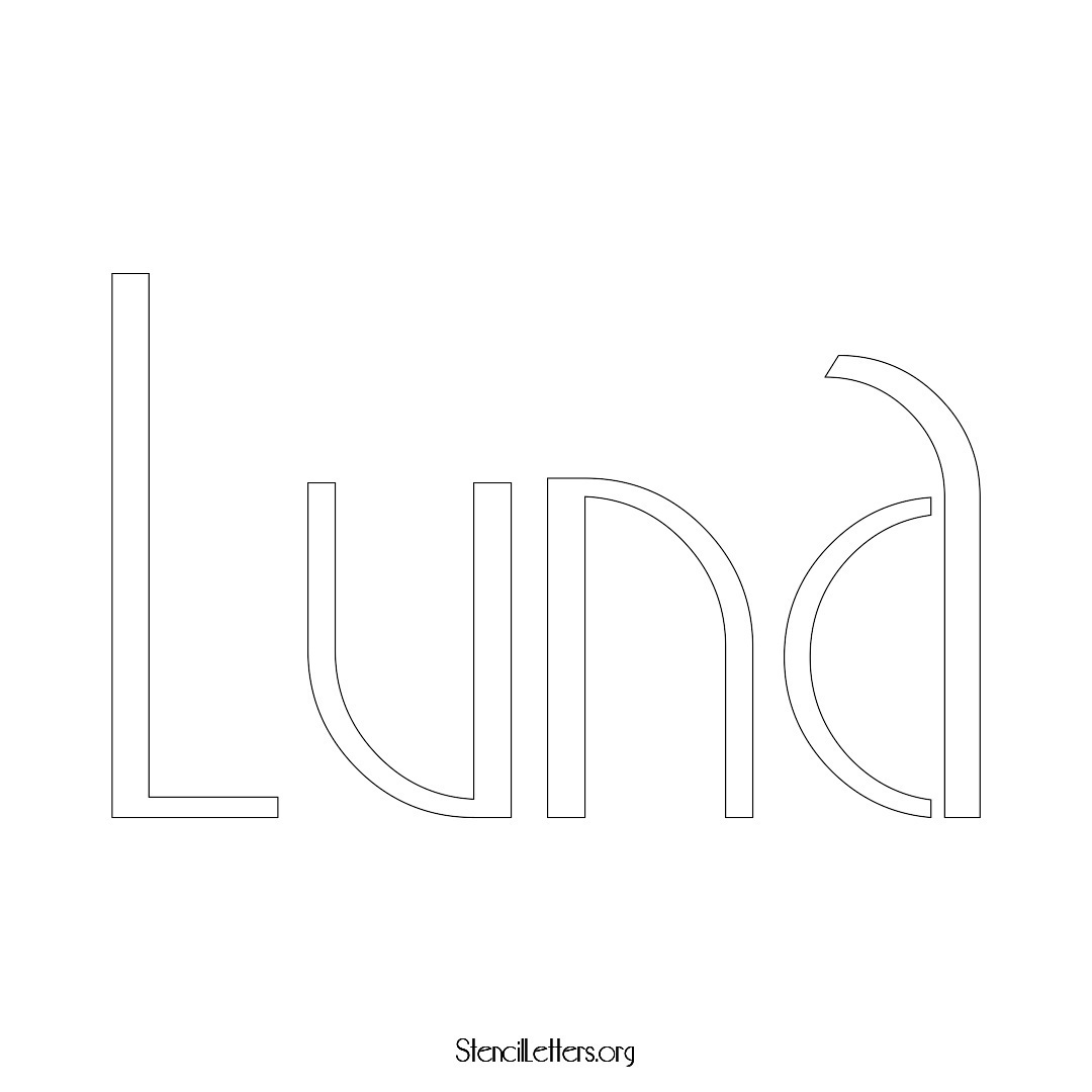 Luna name stencil in Art Deco Lettering