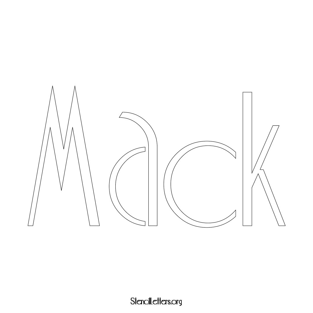 Mack name stencil in Art Deco Lettering