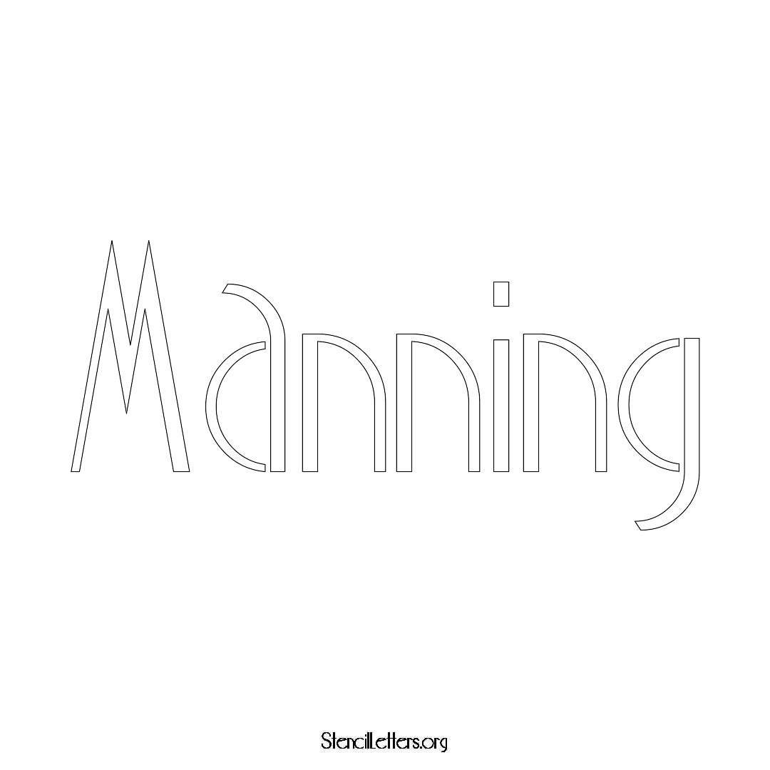 Manning name stencil in Art Deco Lettering