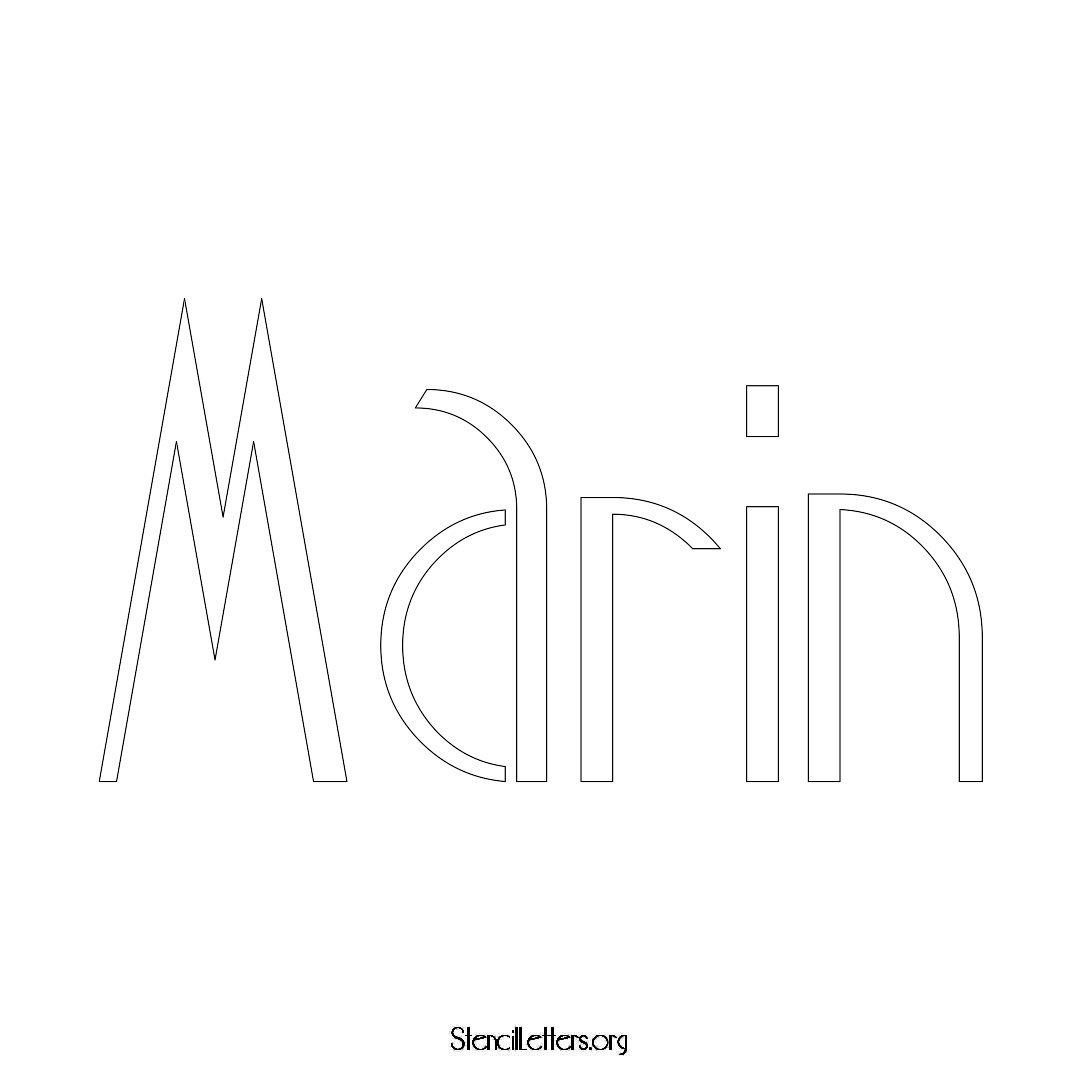 Marin name stencil in Art Deco Lettering