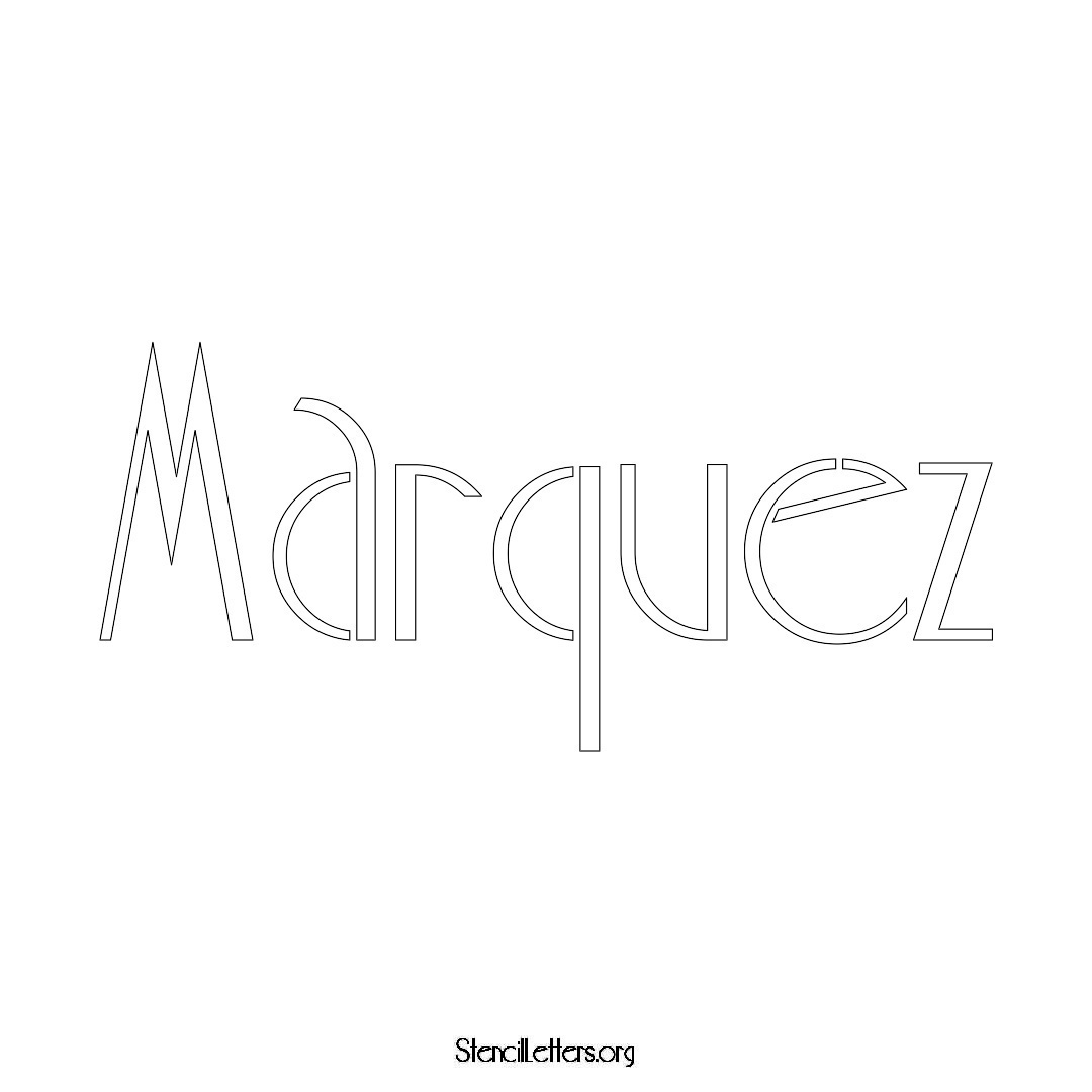 Marquez name stencil in Art Deco Lettering