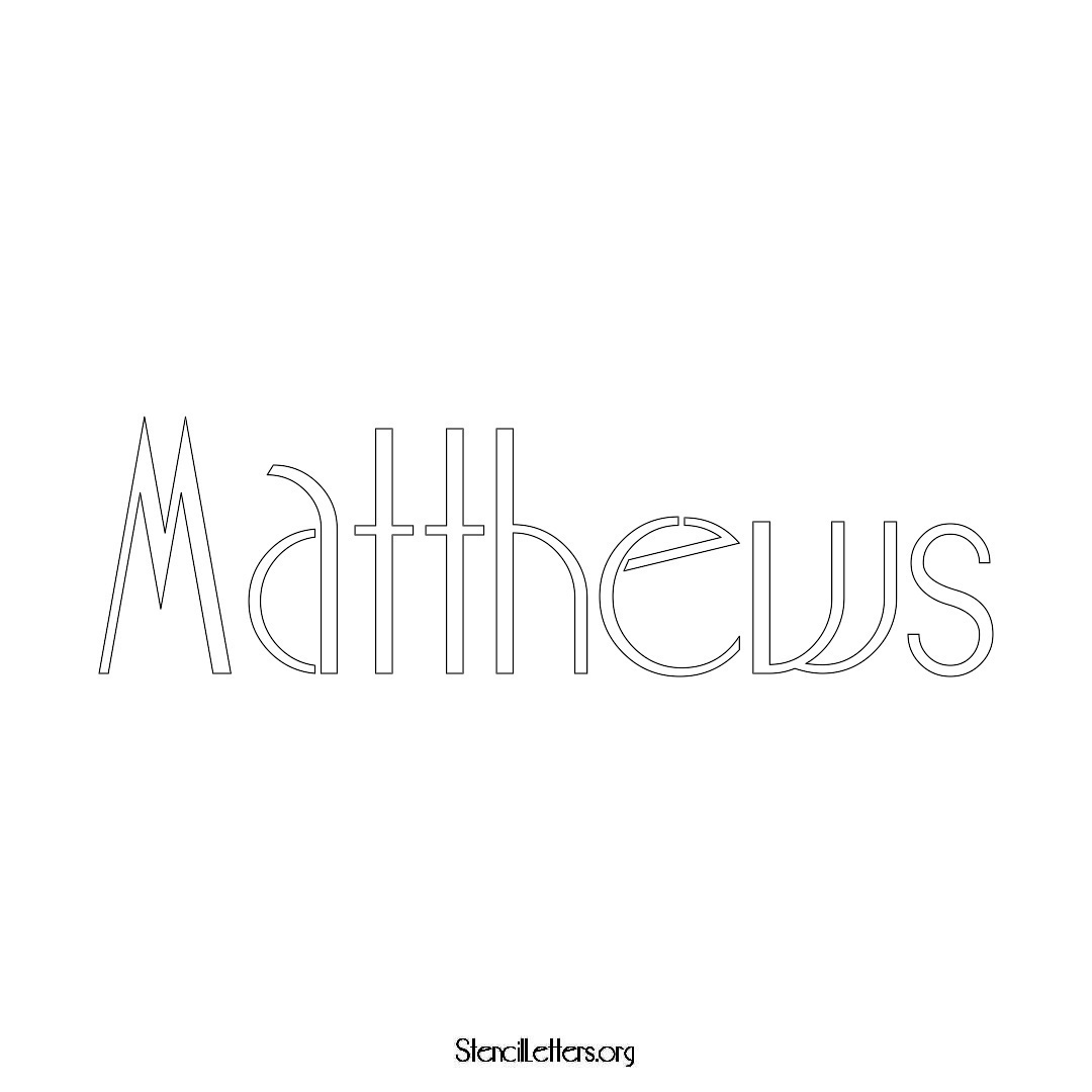 Matthews name stencil in Art Deco Lettering