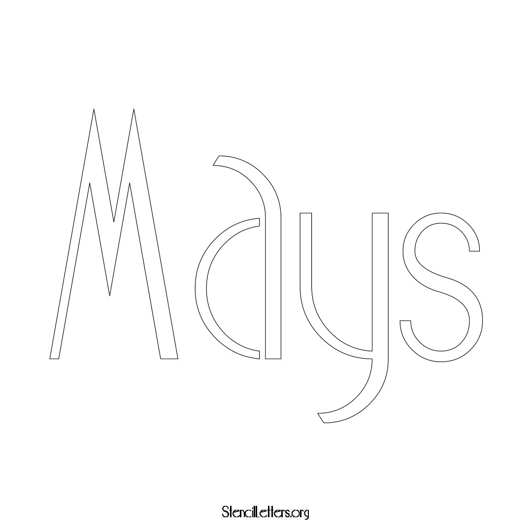 Mays name stencil in Art Deco Lettering