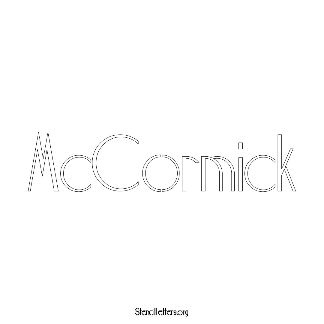 McCormick name stencil in Art Deco Lettering