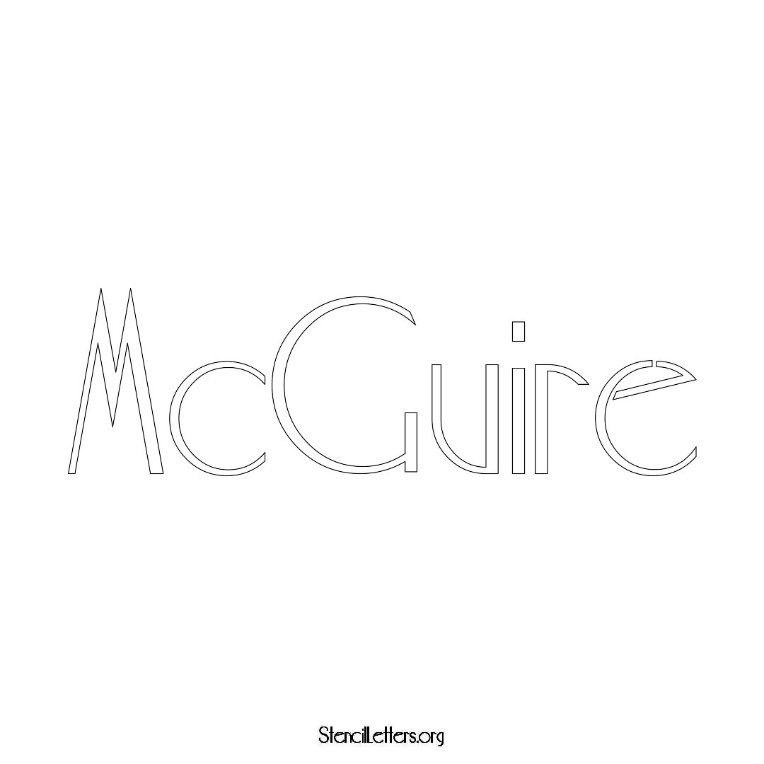 McGuire name stencil in Art Deco Lettering