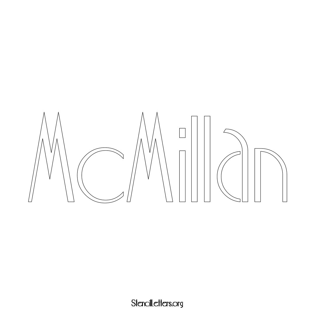 McMillan name stencil in Art Deco Lettering